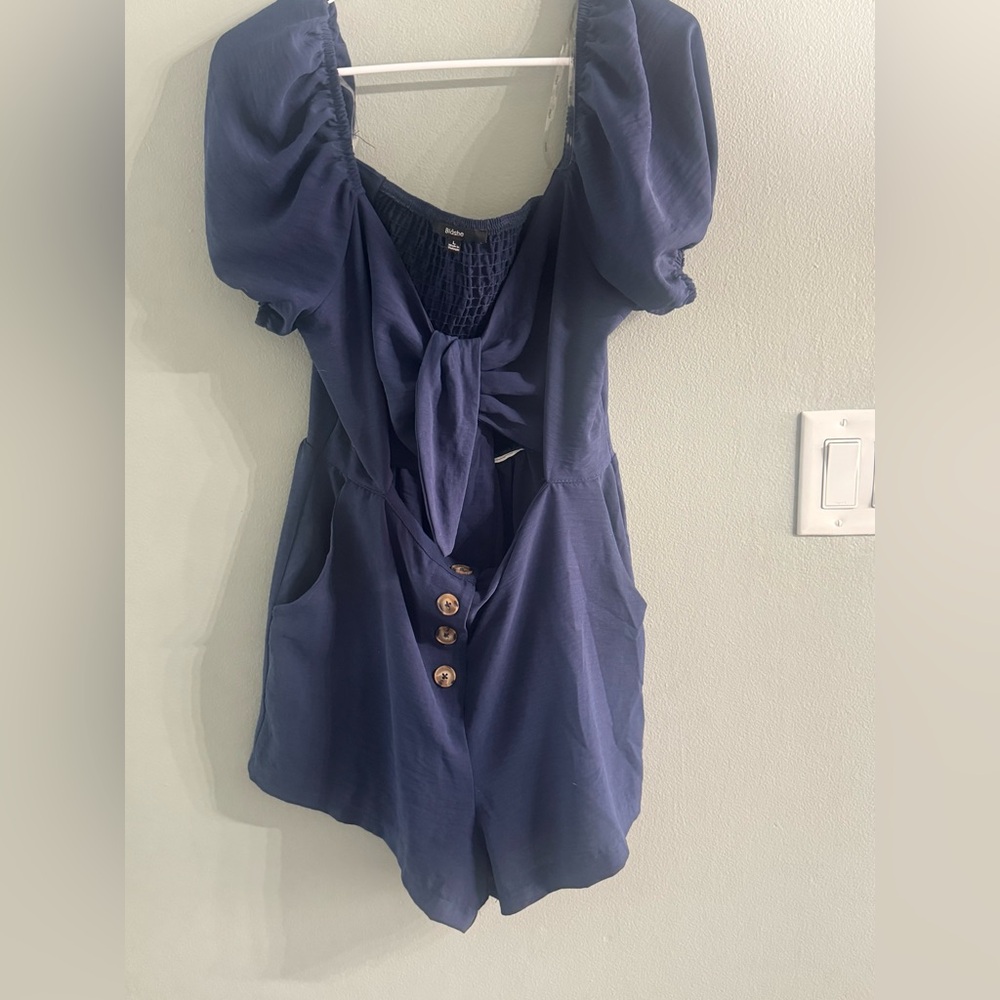 Elegant Navy Women's Romper with Button Details